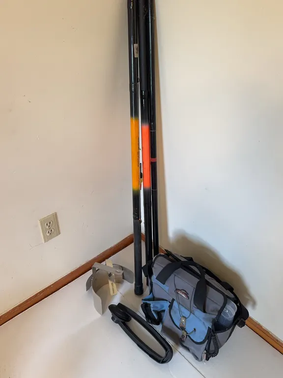 Fishing Accessories Lot With Rods Tackle Bag And Organizers
