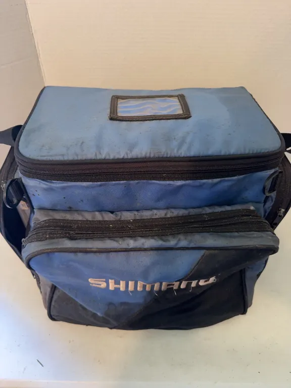 Shimano Fishing Bag with Plano Utility Boxes and Fishing Lures