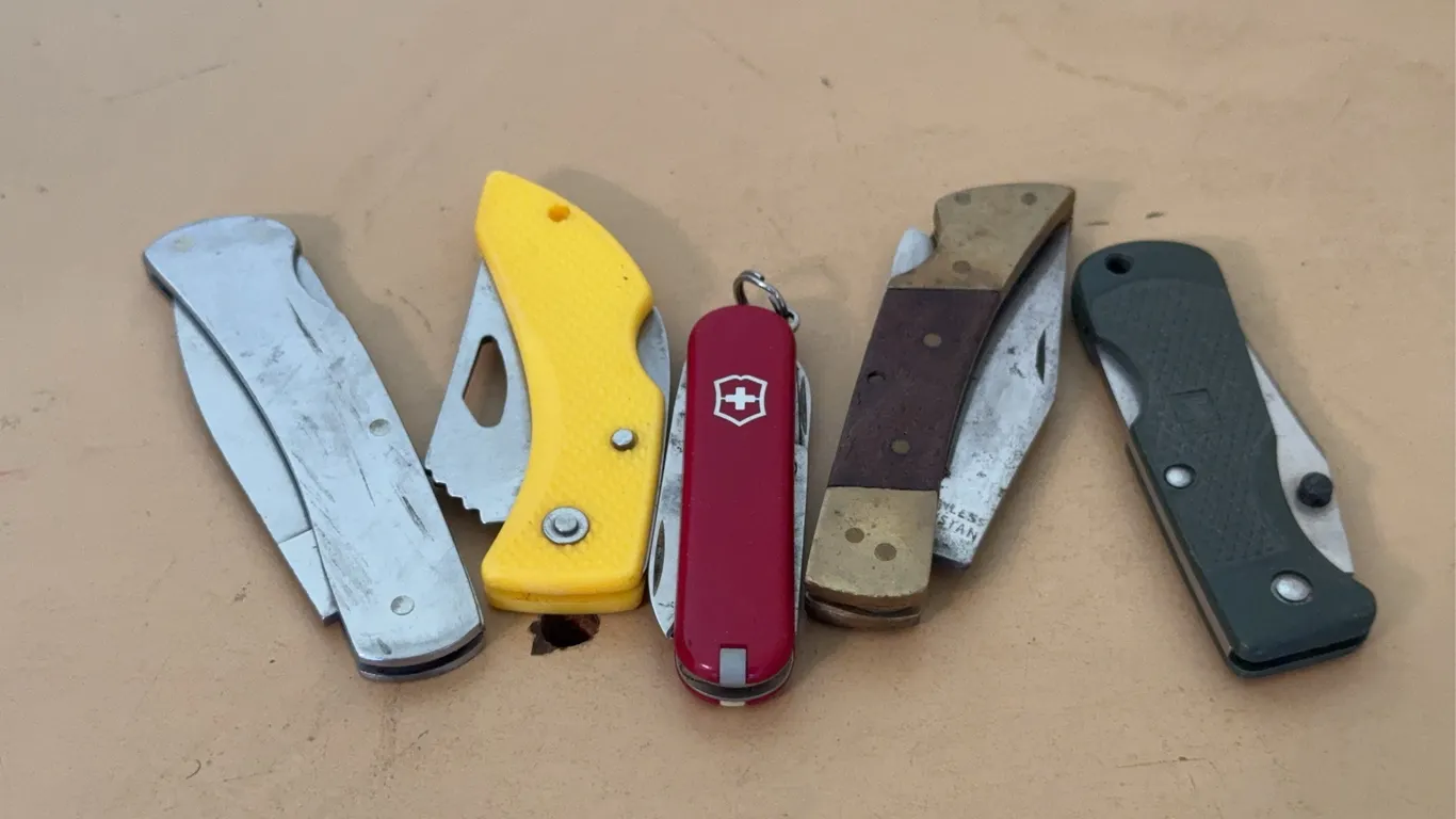 Assorted Pocket Knife Lot Including Victorinox Swiss Army and Mac Tools