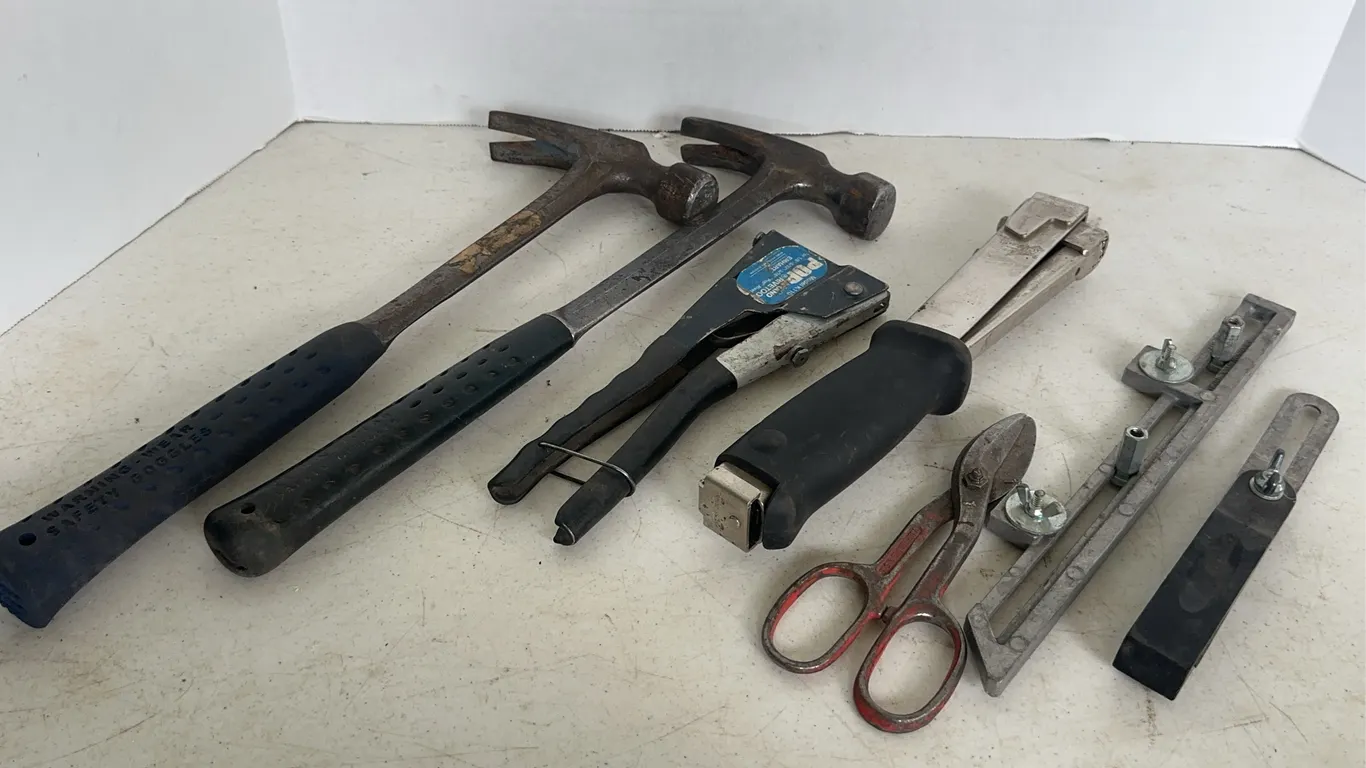 Assorted Hand Tool Lot Including Ace Hammer Tacker And Pop Rivetool