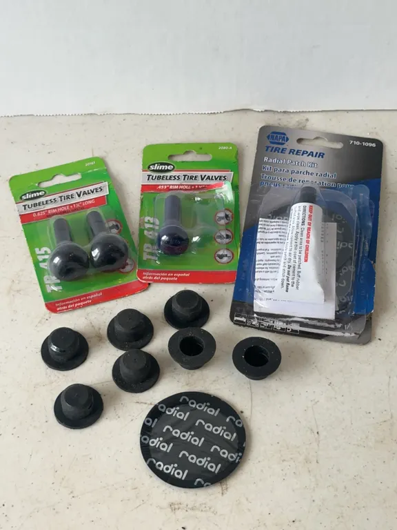 Slime Tubeless Tire Valve Stems and NAPA Radial Tire Patch Kit Lot