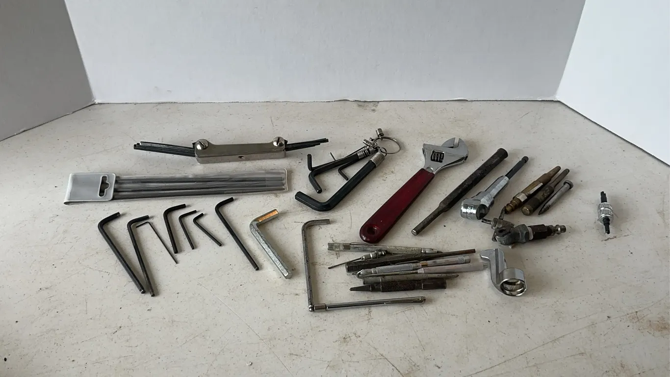 Assorted Hand Tool Grouping Hex Keys Adjustable Wrench Stihl Files