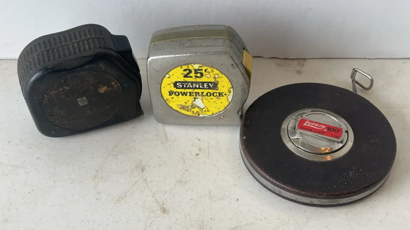 Assorted Tape Measures Including Lufkin Chrome Clad and Stanley Powerlock