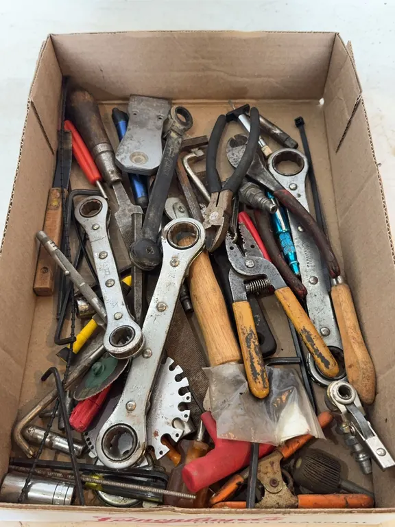 Assorted Hand Tools Lot Including Ratcheting Wrenches Files Pliers