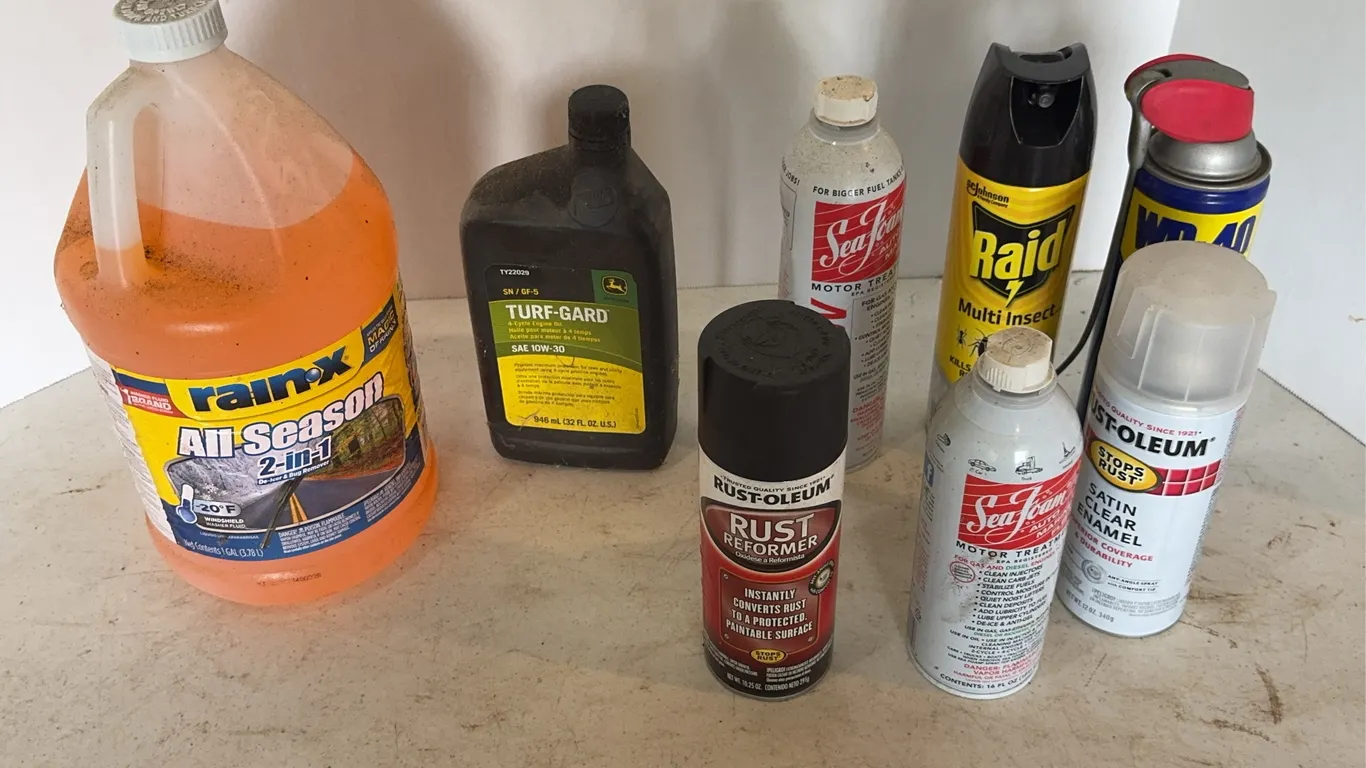 Assorted Automotive Maintenance Fluids Engine Treatment Spray Paint Garage Lot