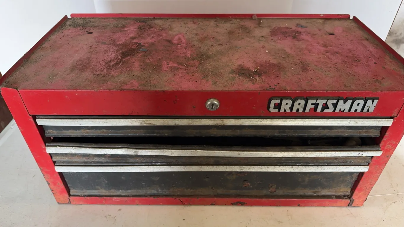 Craftsman Red Metal Three Drawer Machinist Style Portable Tool Chest Box