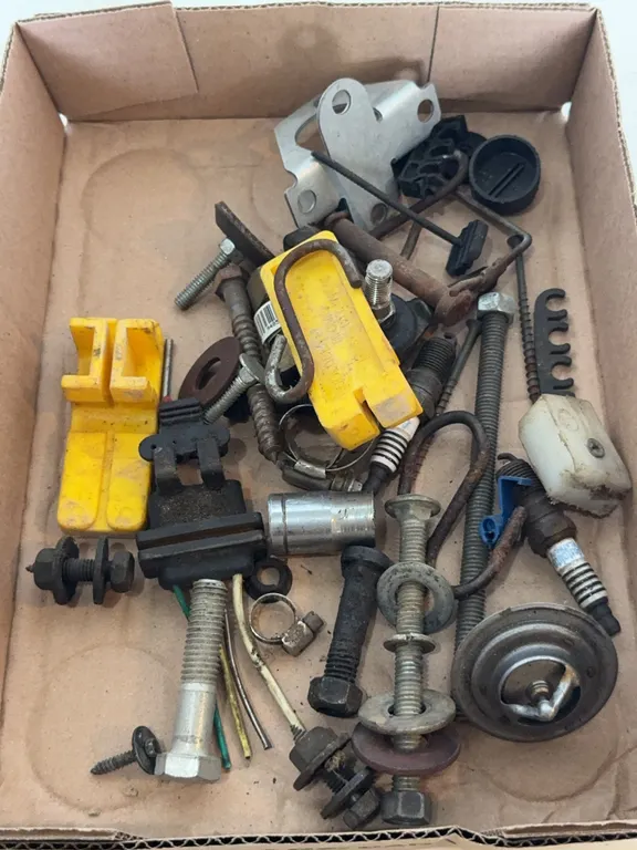 Assorted Automotive Hardware Spark Plugs Thermostat and Goldblatt Tool Co Component Lot