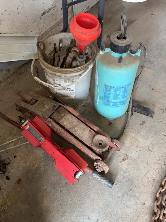 Assorted Automotive Jacks Chapin Sprayer And Hand Tools Collection