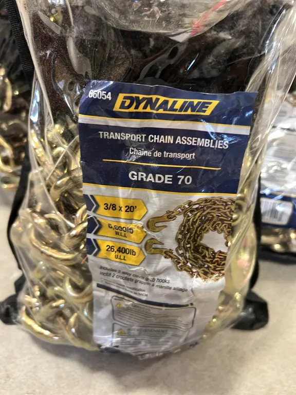 2 - NEW/UNUSED GRADE 70 3/8"X20' CHAINS