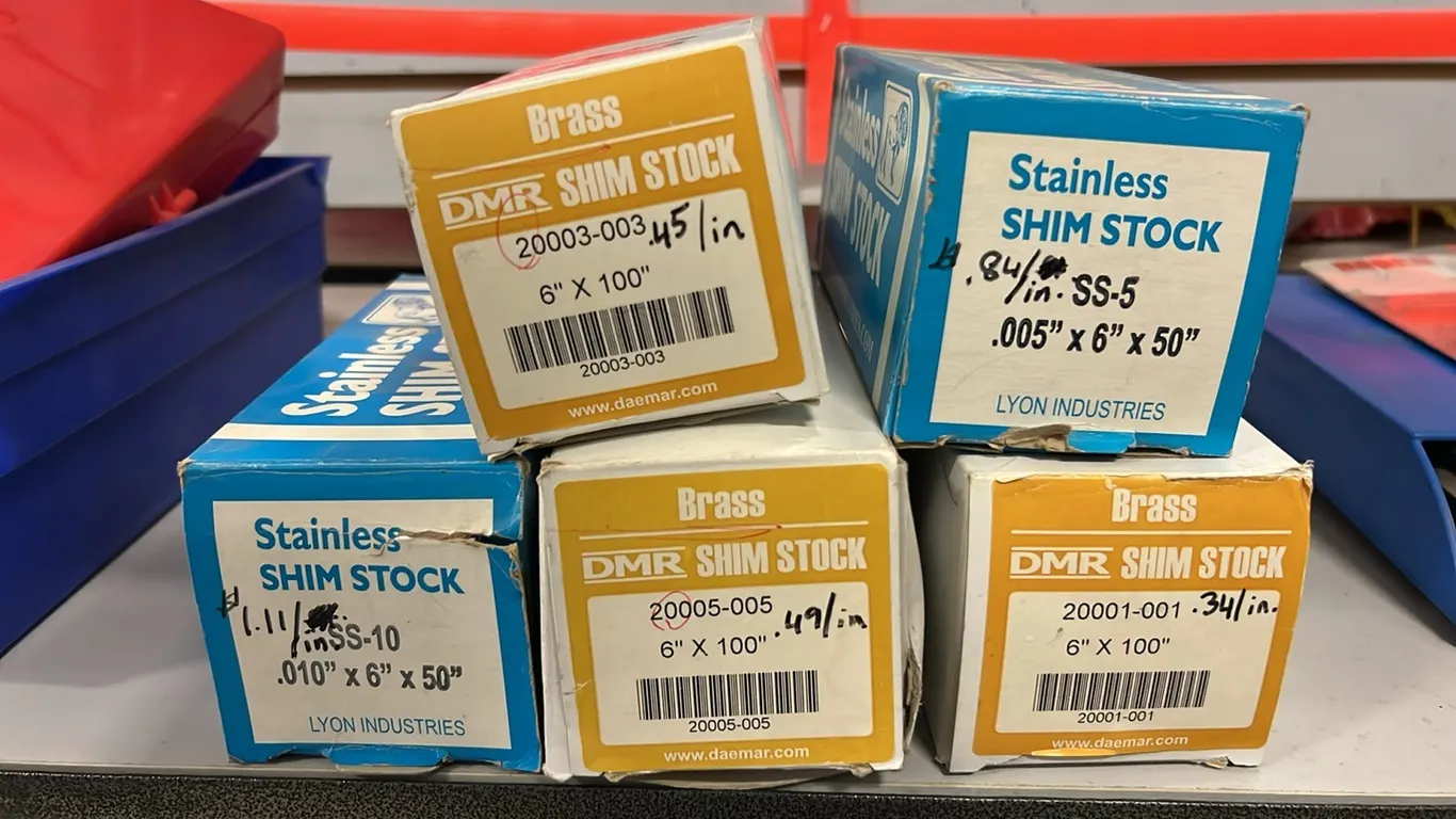 5 BOXES - NEW/UNUSED ASSORT SHIM STOCK