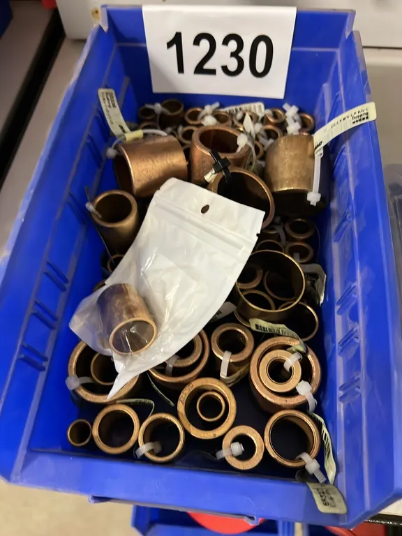 NEW/UNUSED TRAY OF ASSORT BRASS BUSHINGS