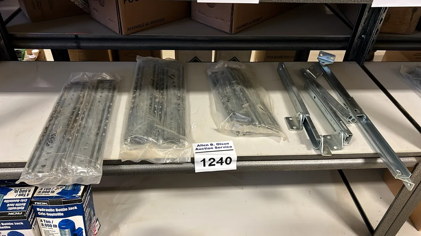 NEW/UNUSED 12,14 & 16" BALL BEARING DRAWER SLIDES & 4 - COLLAPSING DOOR SLIDES
