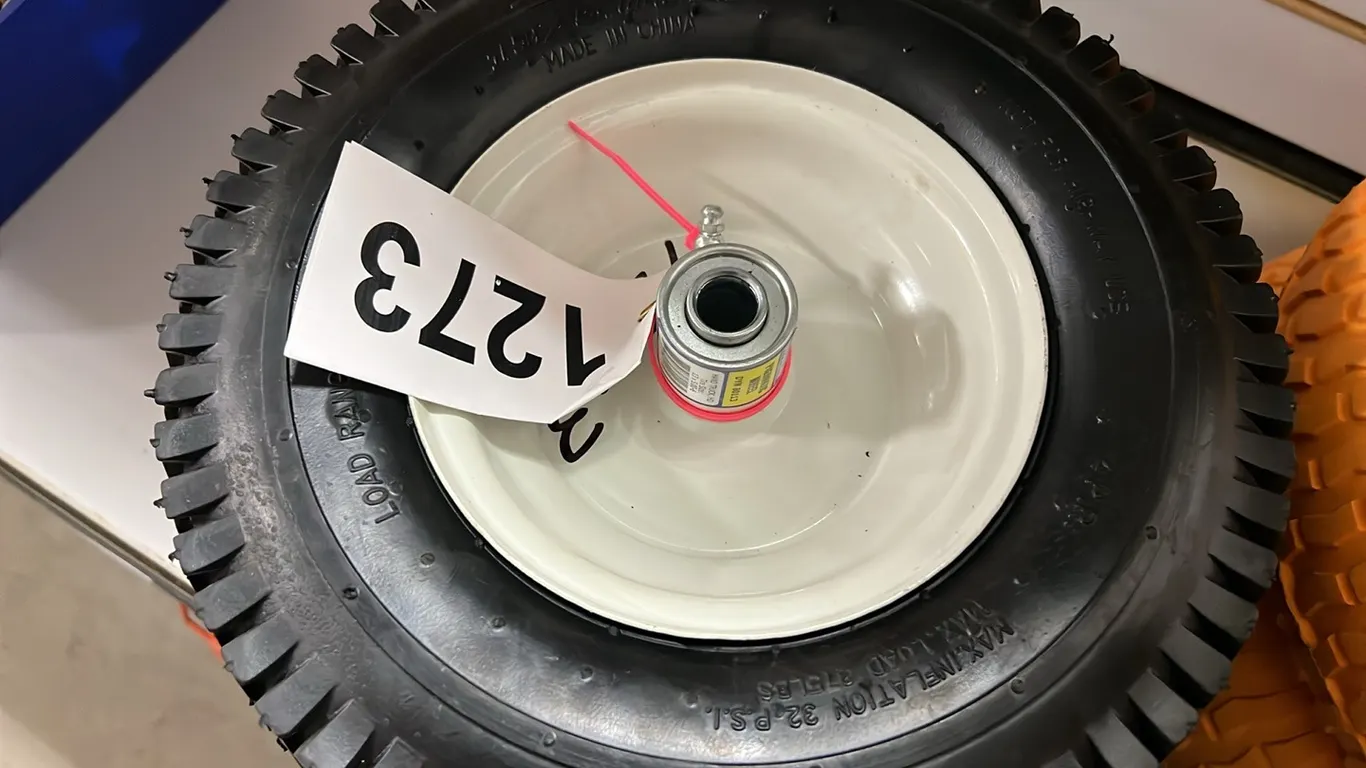 2 - NEW/UNUSED 13x5.00-6 TIRES ON HUBS - SOLD PER TIRE