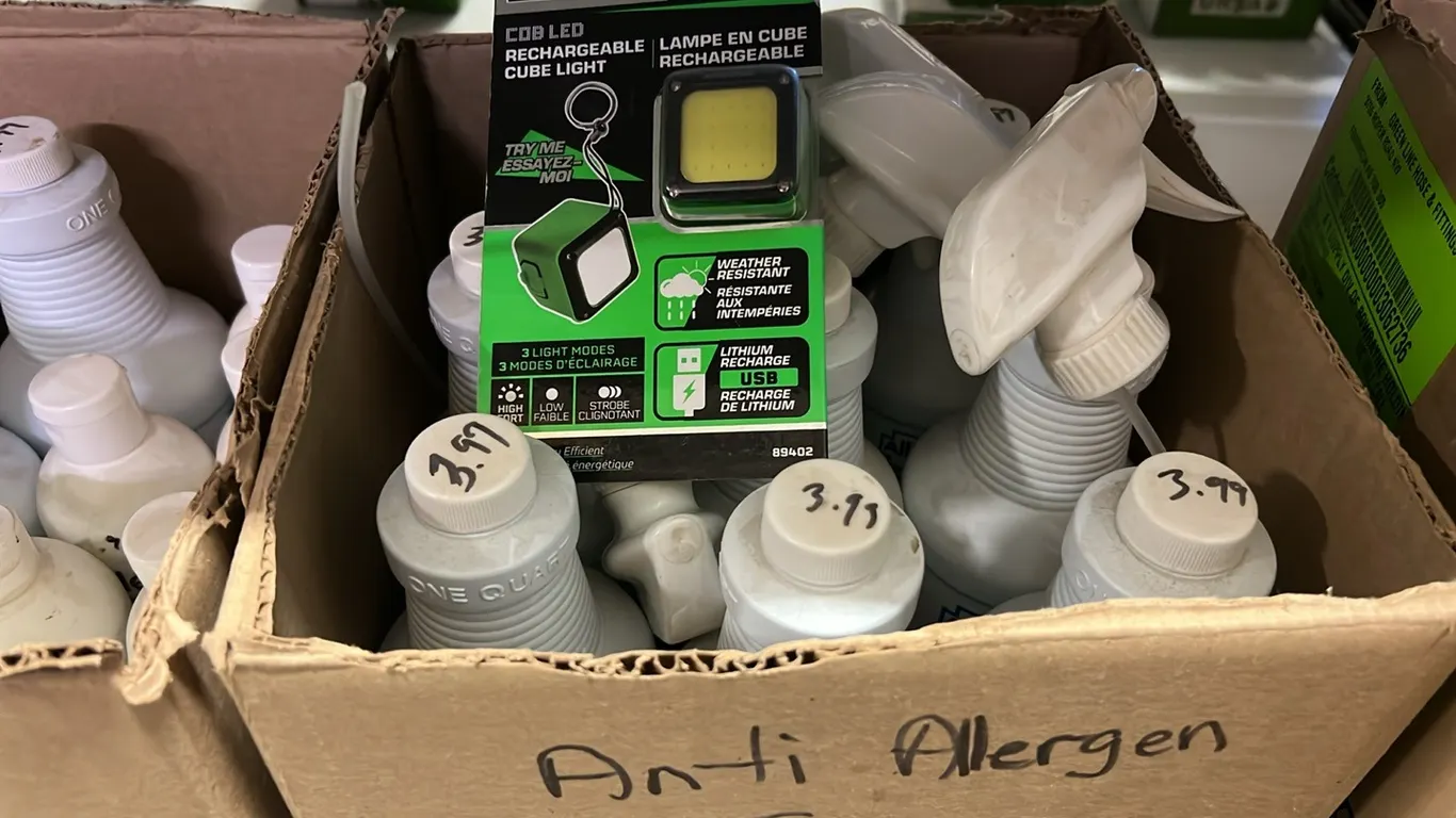 NEW/UNUSED 8 - BOTTLES OF ANTI ALLERGEN SPRAY & KEYCHAIN LIGHT
