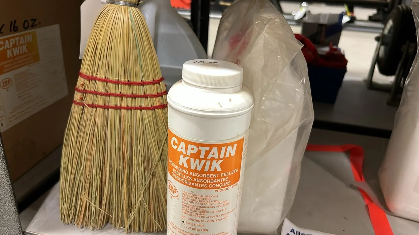 NEW/UNUSED JUG OF ALLERGE WASH, CAPTAIN QWIK ABSORB PELLETS, SUPER CLEAN HD CLEANER & WHISK BROOM