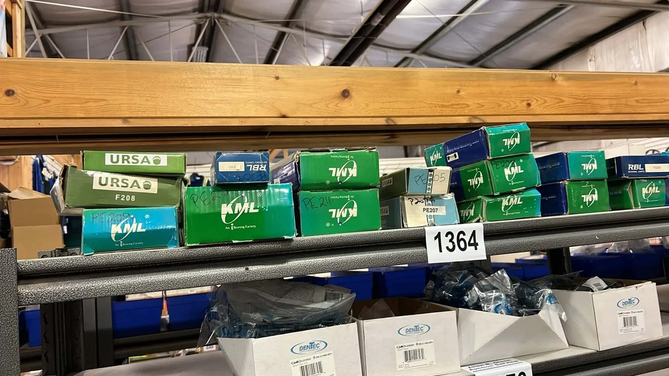 17 BOXES - NEW/UNUSED SHELF OF ASSORT BEARINGS & PILLOW BLOCKS