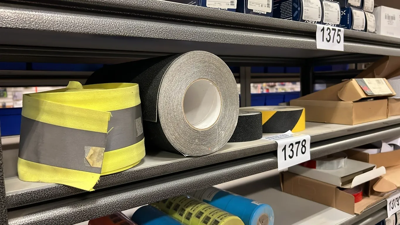 NEW/UNUSED FULL ROLL & OART ROLL OF 2" REFLECTIVE TAPE, 2 - 2" ROLLS OF EMERY CLOTH, ROLL OF 12" EMERY CLOTH & ROLL OF REFLECTIVE TAPE