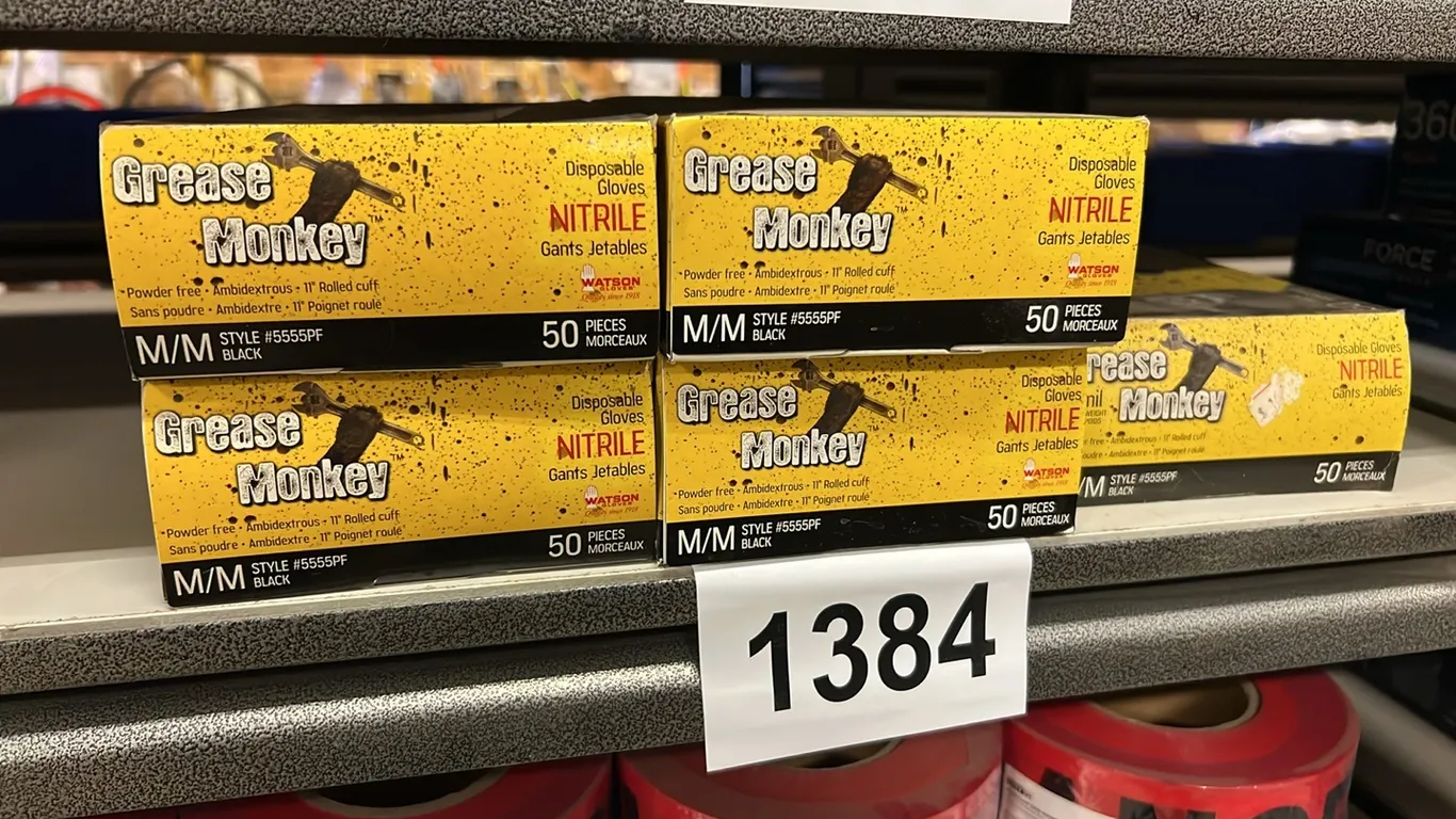 6 BOXES NEW/UNUSED GREASE MONKEY MEDIUM DISPOSABLE GLOVES - 50 PER BOX