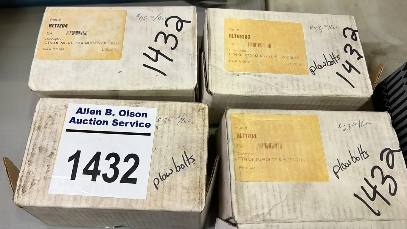 4 - NEW/UNUSED BOXES OF PLOW BOLTS