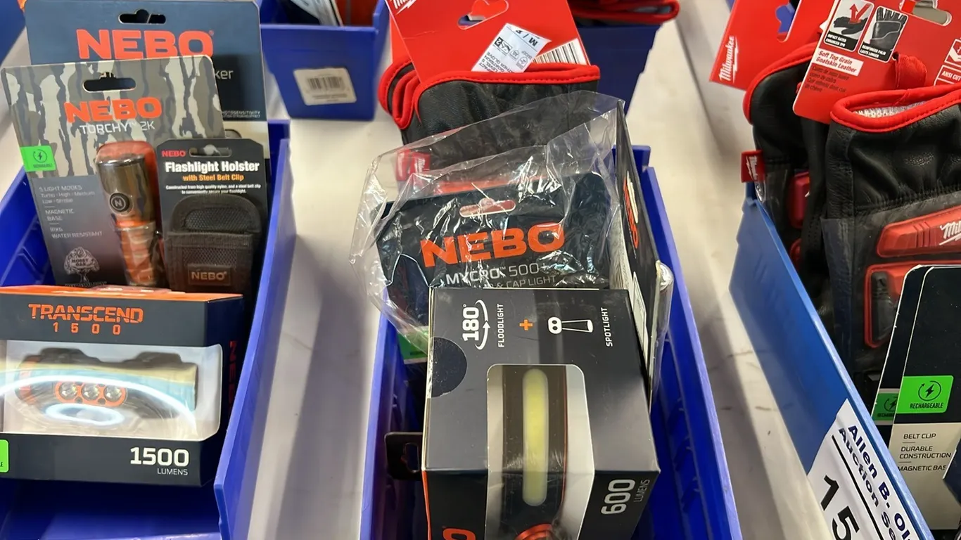 2 - NEW/UNUSED PAIRS OF GLOVES, CURVED BEAM LIGHT, HEADLAMP & MORE