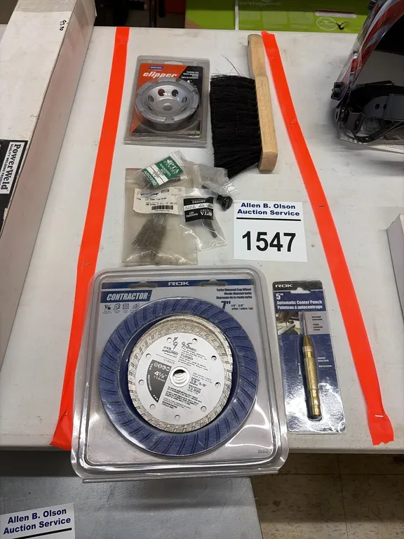 NEW/UNUSED 7" TURBO DIAMOND CUT WHEEL, 4 1/2" WET & DRY CUTTING DISCS, 4" DIAMOND CUP CLIPPER & MORE