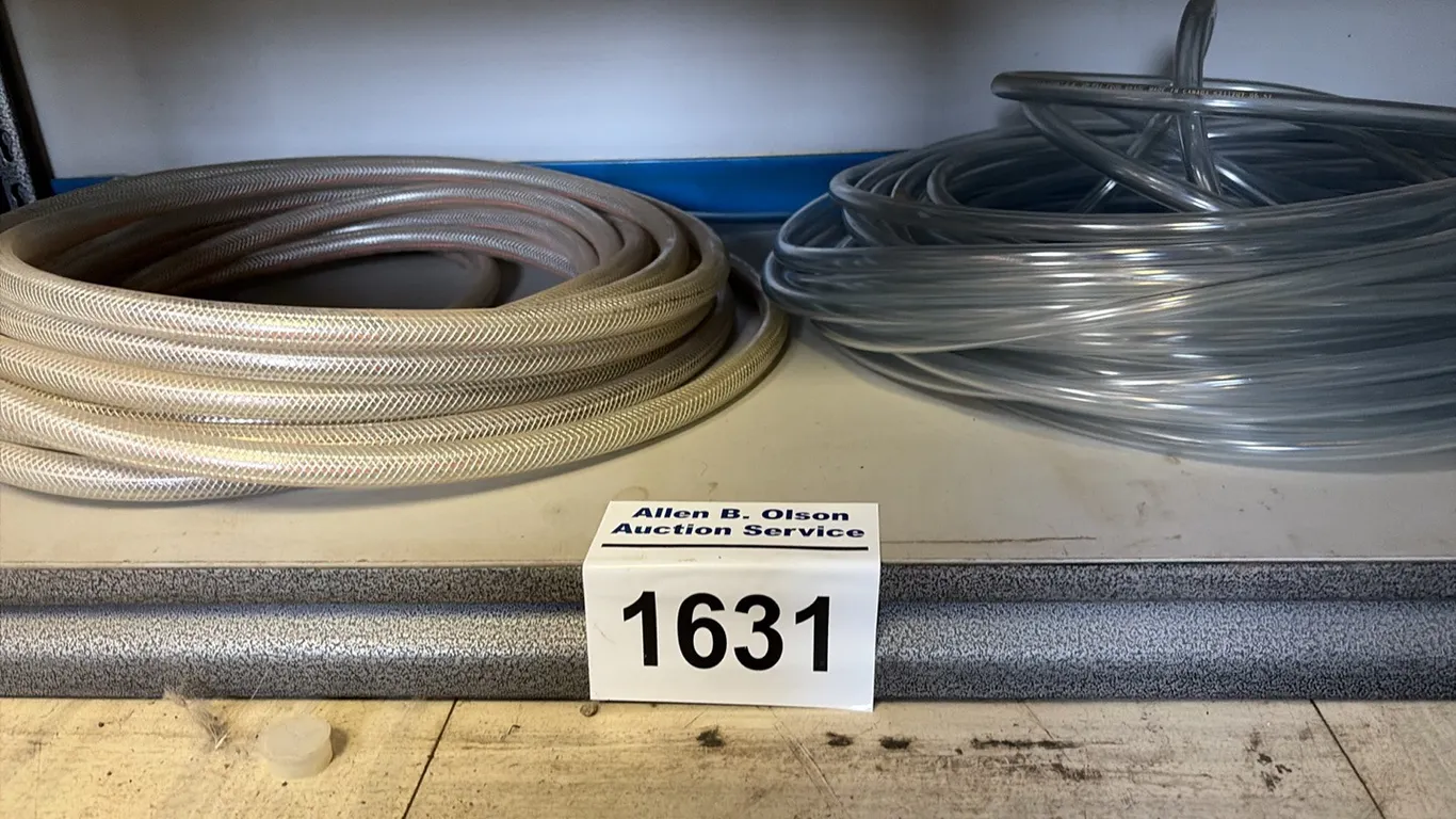 NEW/UNUSED COIL OF 3/8" ID BRAIDED CLEAR HOSE & COIL OF 5/16" CLEAR HOSE