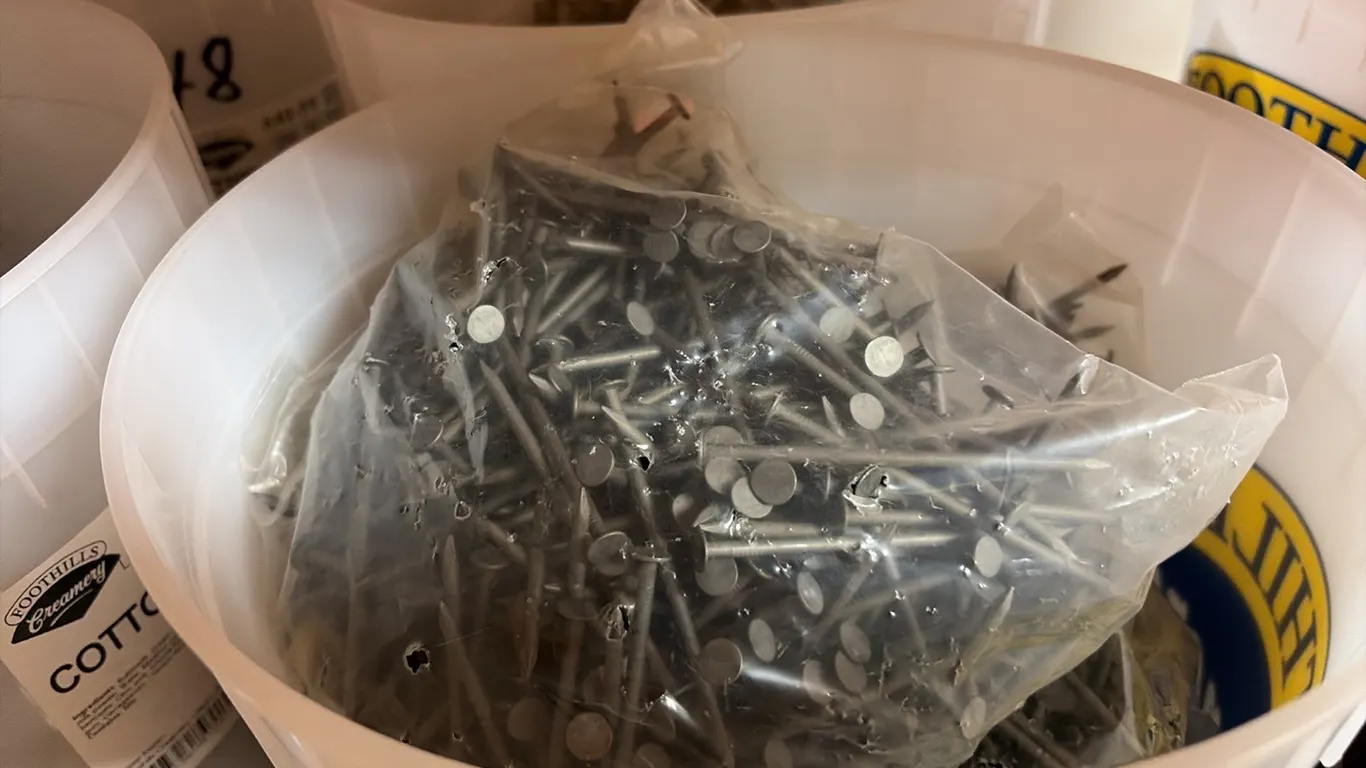NEW/UNUSED 2 - PAILS EACH CONTSISTING OF 4 BAGS OF 3" NAILS