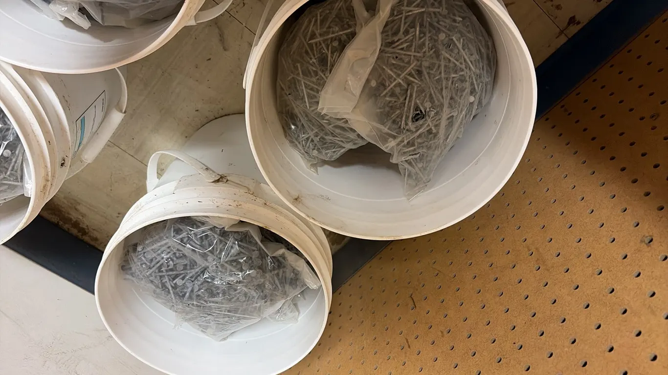 NEW/UNUSED ONE PAIL CONSISTING OF 2" NAILS AND ONE PAIL CONSISTING OF 3" NAILS