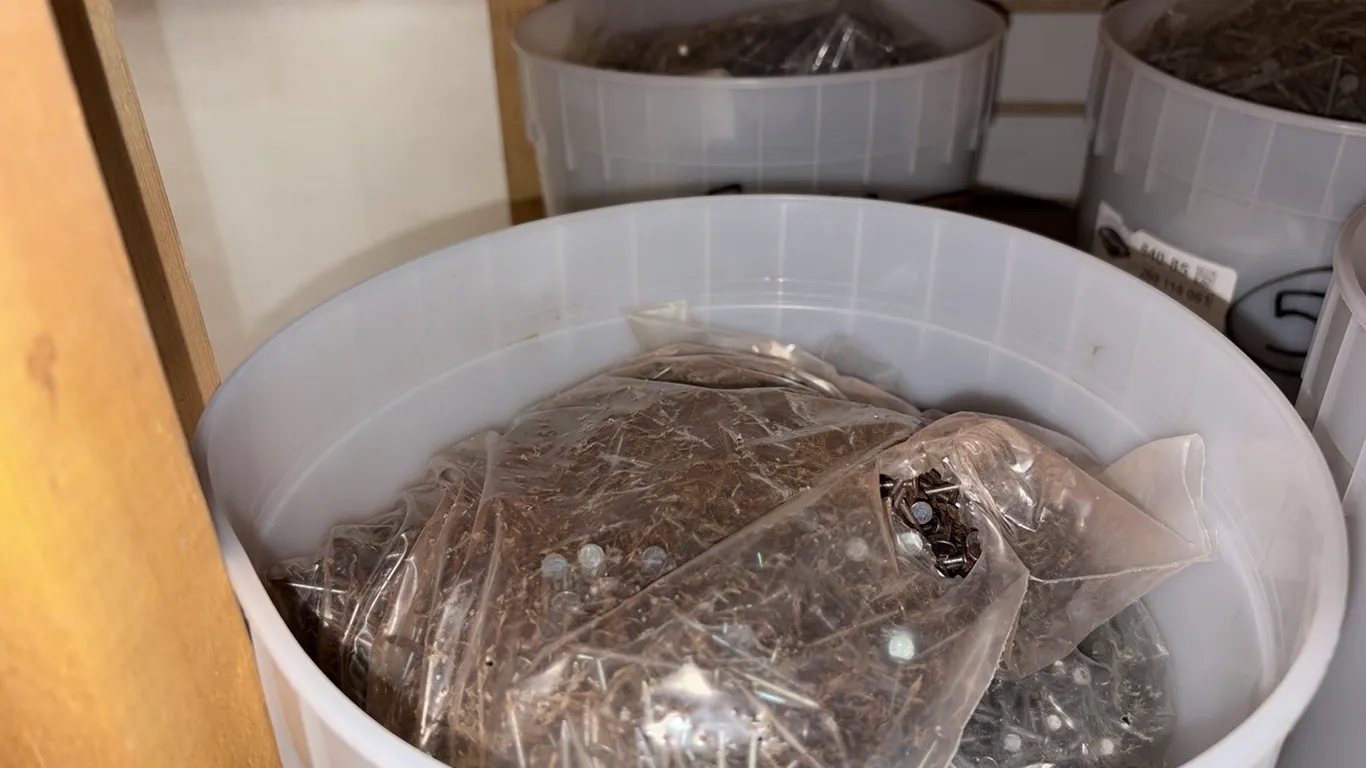NEW/UNUSED ONE PAIL CONSISTING OF 6 BAGS OF 1 1/2 " ARDOX NAILS & ONE PAIL CONSISTING OF 6 BAGS OF 1 1/4" NAILS