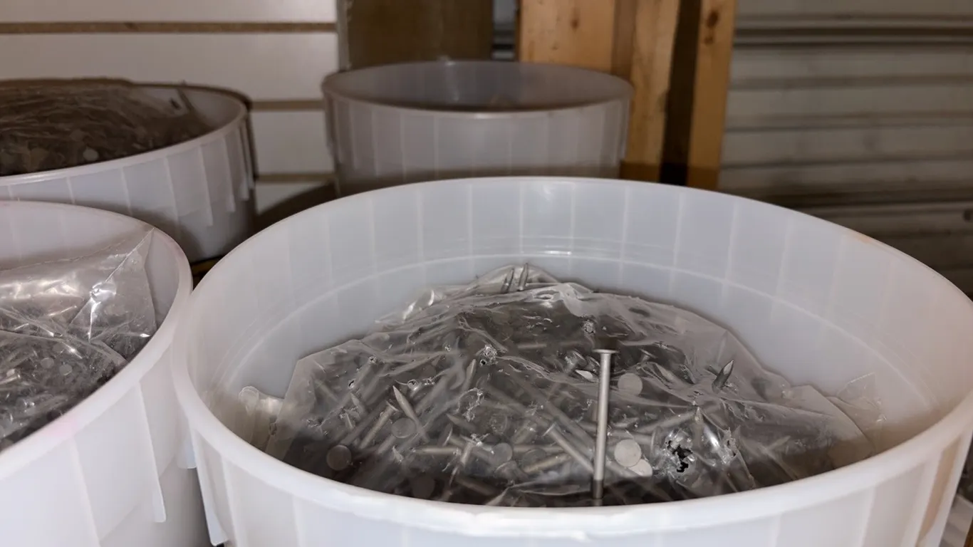NEW/UNUSED - ONE PAIL CONSISTING OF 3" NAILS & ONE PAIL CONSISTING OF 1 1/4" NAILS
