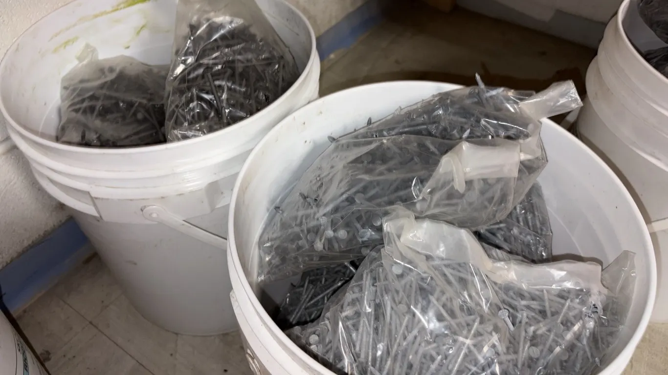 NEW/UNUSED ONE PAIL CONSISTING OF 3" NAILS & ONE PAIL CONSISTING OF 2" NAILS