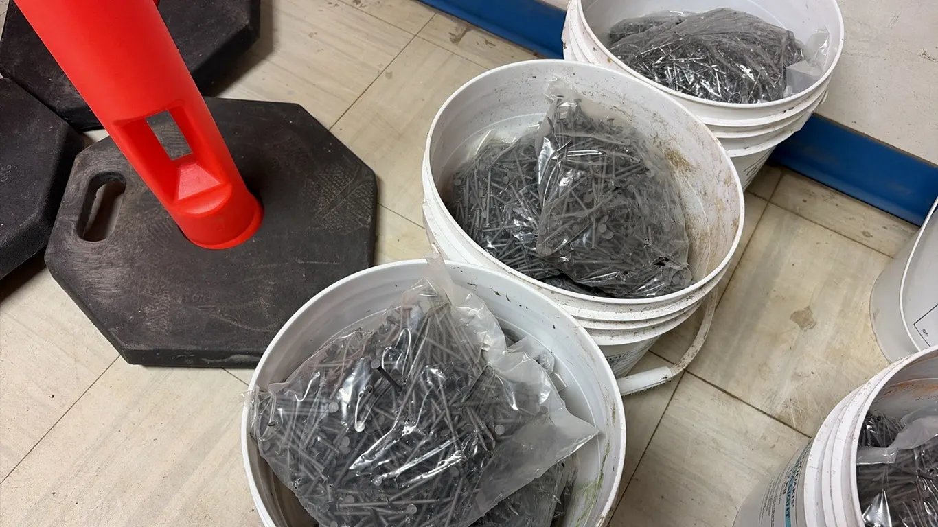 NEW/UNUSED PAIL CONSISTING OF 3" NAILS, ONE PAIL CONSISTING OF 2 1/2" NAILS, ONE PAIL CONSISTING OF 1 1/2" ARDOX NAILS