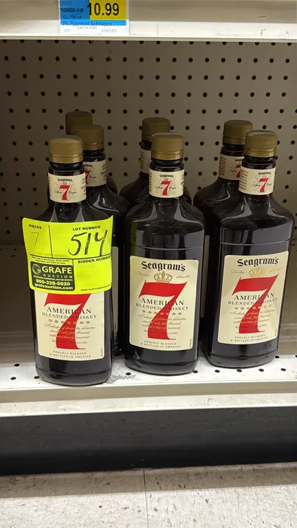 Seagram's Seven Crown American blended whiskey bottles. Volume: 750 mL each. 80 Proof (40% ALC/VOL). Liquor can only be picked up and removed by the r