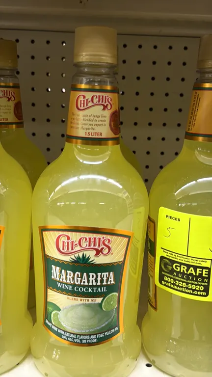 Chi-Chi's Margarita wine cocktails. 1.5L bottles. 10% ALC./VOL. (20 Proof). Liquor can only be picked up and removed by the registered buyer only with