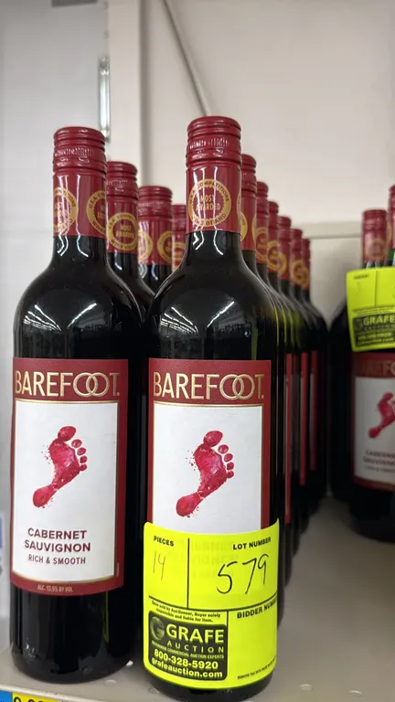 Barefoot California Cabernet Sauvignon red wine. 750ml per bottle. 13.5% ABV. Liquor can only be picked up and removed by the registered buyer only wi