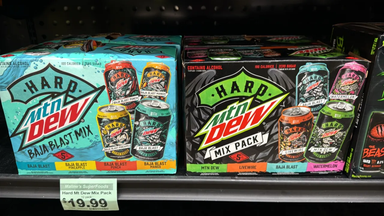 Hard Mtn Dew 12-pack 12 oz can variety packs. Includes (2) Baja Blast Mix packs and (2) original Mix Packs. Features assorted flavors including Baja B