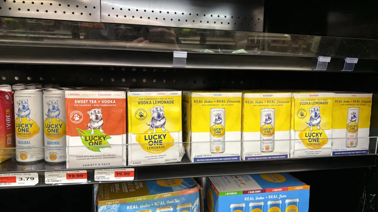 Lucky One assorted canned vodka beverages. Lot includes (16) Lemonade 12 oz cans, (2) Sweet Tea + Vodka 8-packs (12 oz cans), (1) Vodka Lemonade 8-pac