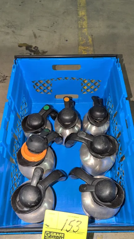 Assorted stainless steel carafes