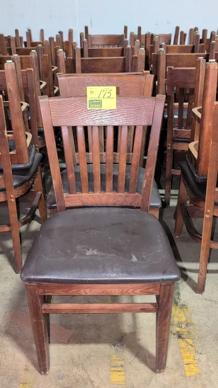 Faux leather cushioned wood dining chairs (including stock photos)