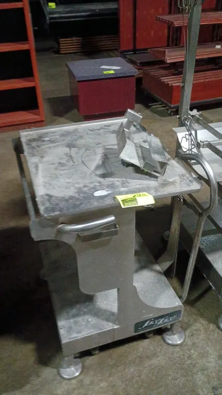 27"x25"x33" Face to Face portable stainless steel Buddy meat/cheese slicer cart