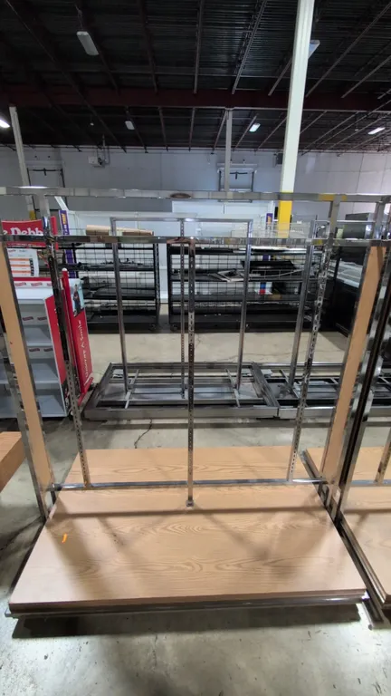 60"x36"x65" Laminate wood and metal portable merchandise racks