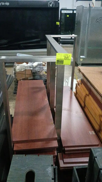 62"x35"x60" Metal rack with wood shelfs