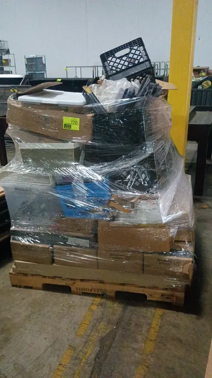 Assorted shelfing parts and Armstrong flooring