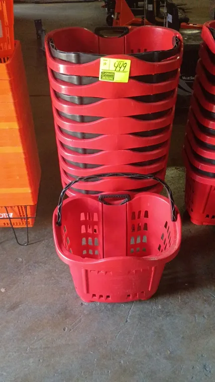 21"x15"x17" 2 Wheeled red poly shopping basket with extendable handle