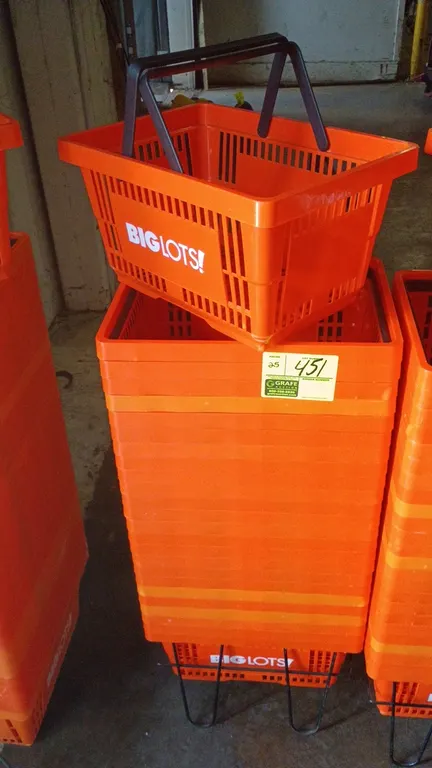 17"x12"x9" Orange Poly shopping baskets