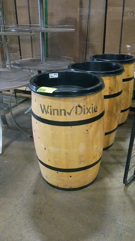 20"x31" Wood barrel dump bins