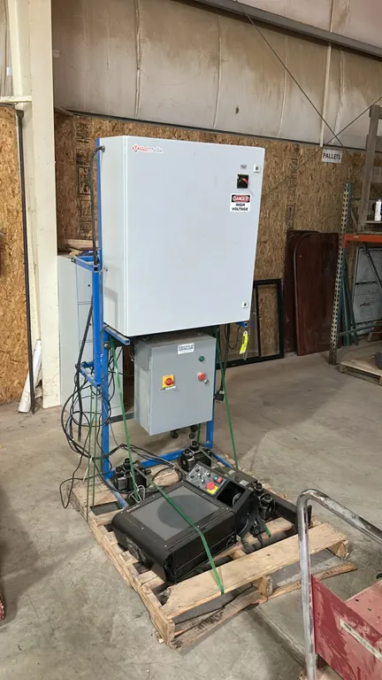 MachMotion CNC control system assembly. Includes main high-voltage electrical enclosure, secondary Electrical Controls NW enclosure, operator interfac