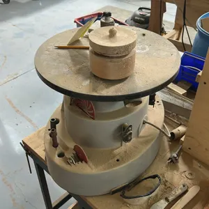Portable rolling cart with Shop Fox benchtop oscillating spindle sander and router table with Porter-Cable 690LR router. Includes assorted sanding spi