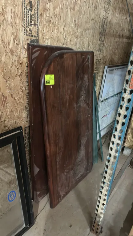 Wooden table tops. Features dark stain finish and rounded bullnose edges. 58"L.