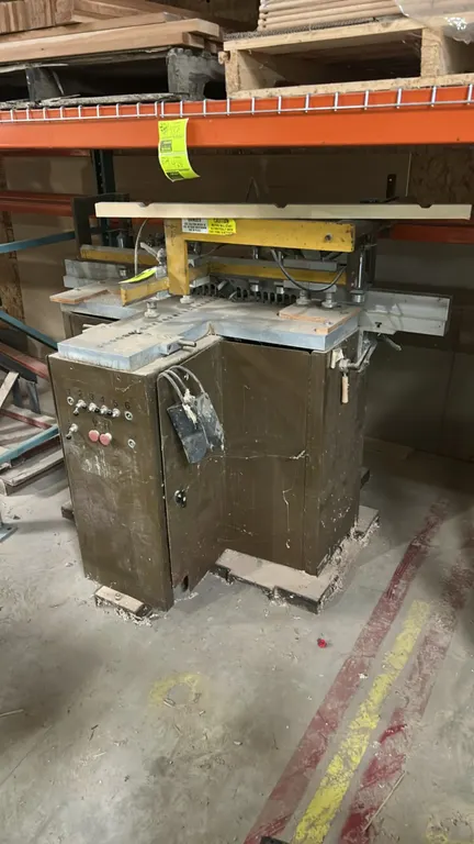 Ritter R-46VH vertical and horizontal line boring machine. Features pneumatic material hold-down clamps, front control console with toggle selectors,